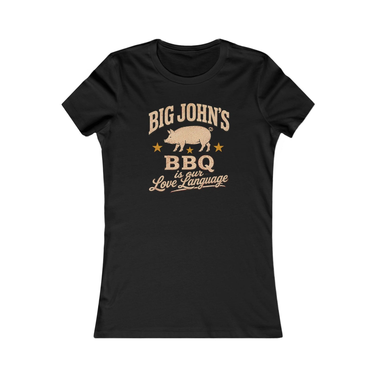 Big John's BBQ Women's Tee — "BBQ Is Our Love Language" Graphic Shirt