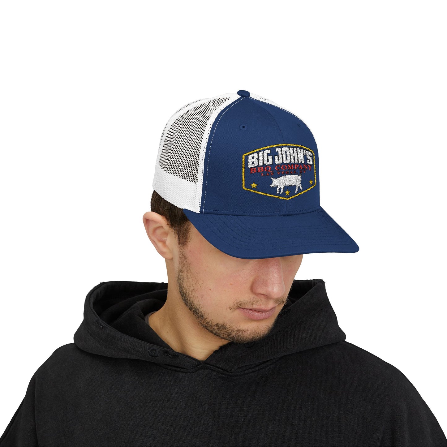 Big John's BBQ Company Trucker Cap — Pig Patch Logo Snapback