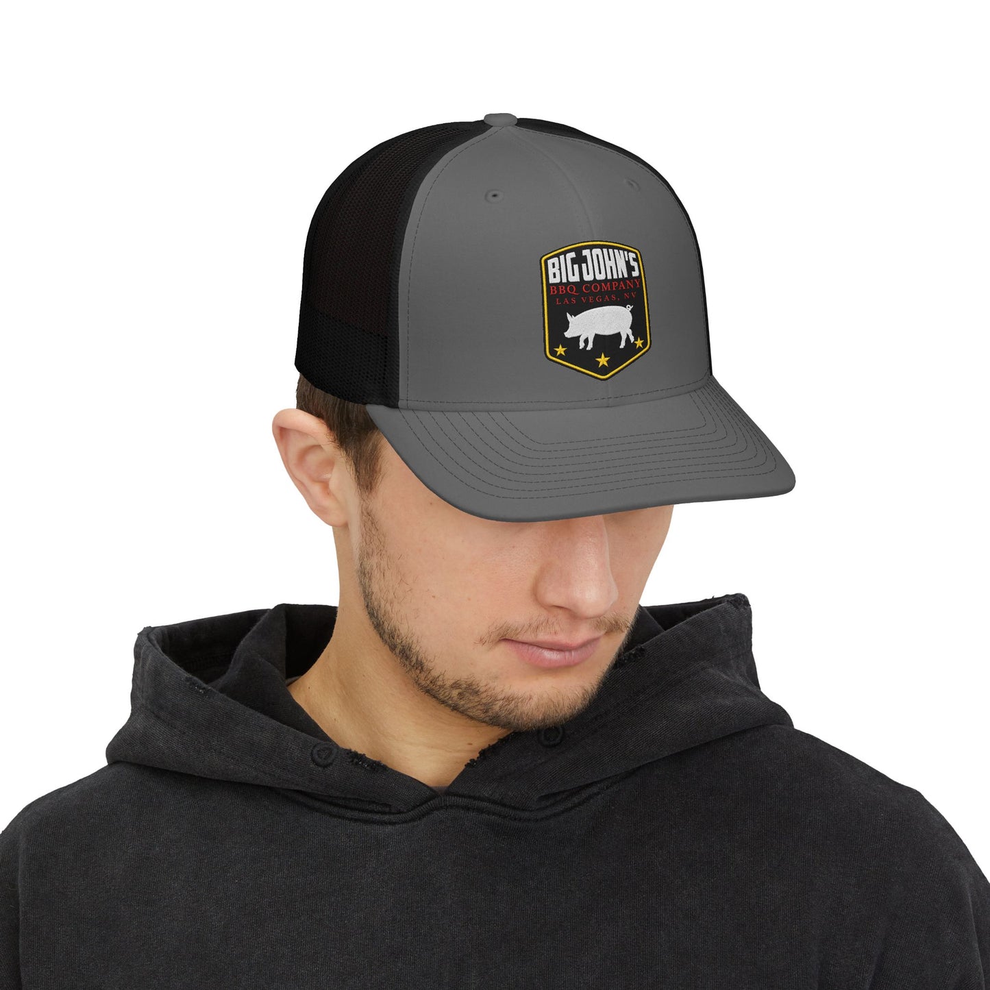 Big John's BBQ Company Trucker Cap - Retro Pig Logo Snapback Hat