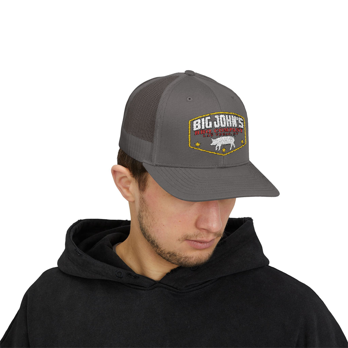 Big John's BBQ Company Trucker Cap — Pig Patch Logo Snapback