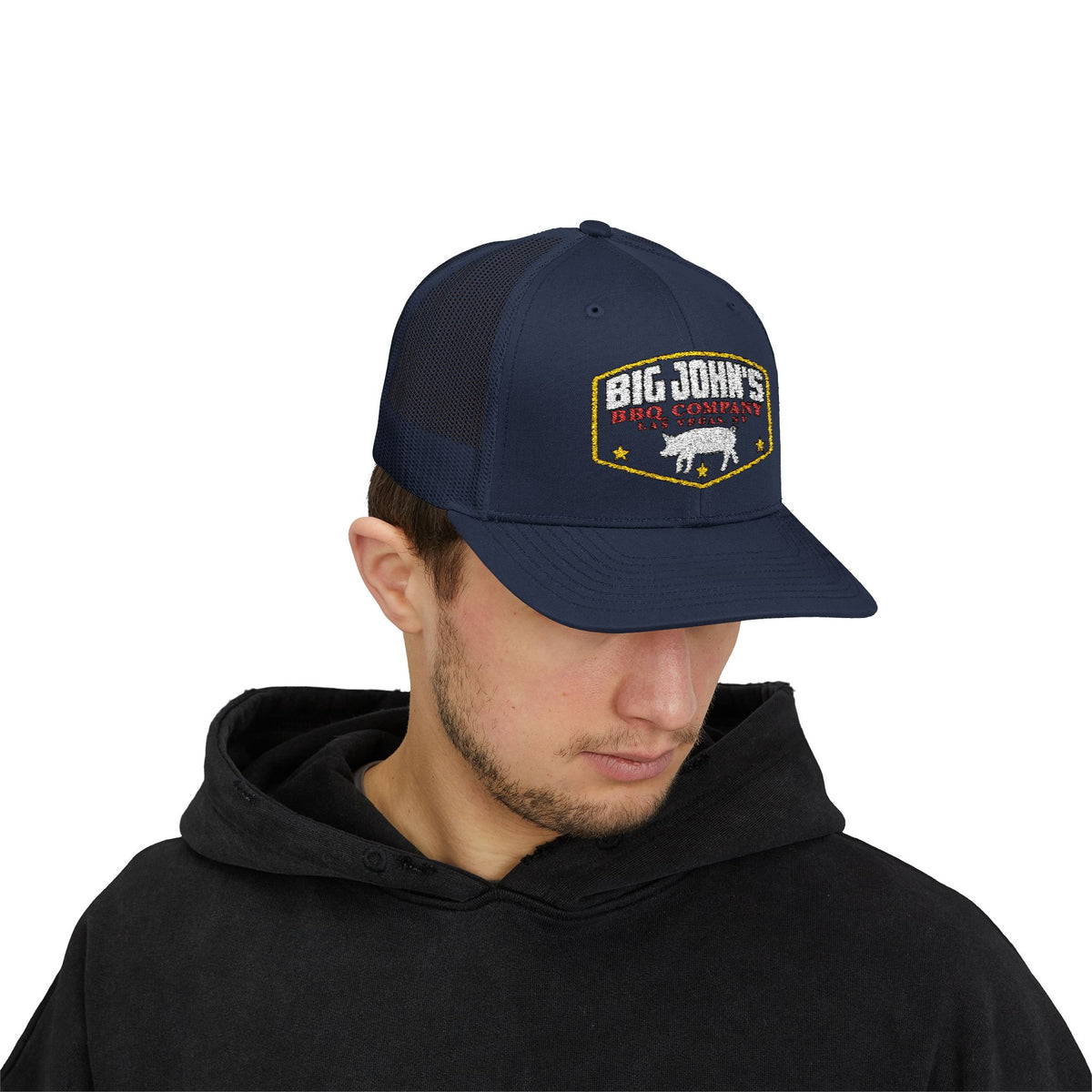 Big John's BBQ Company Trucker Cap — Pig Patch Logo Snapback