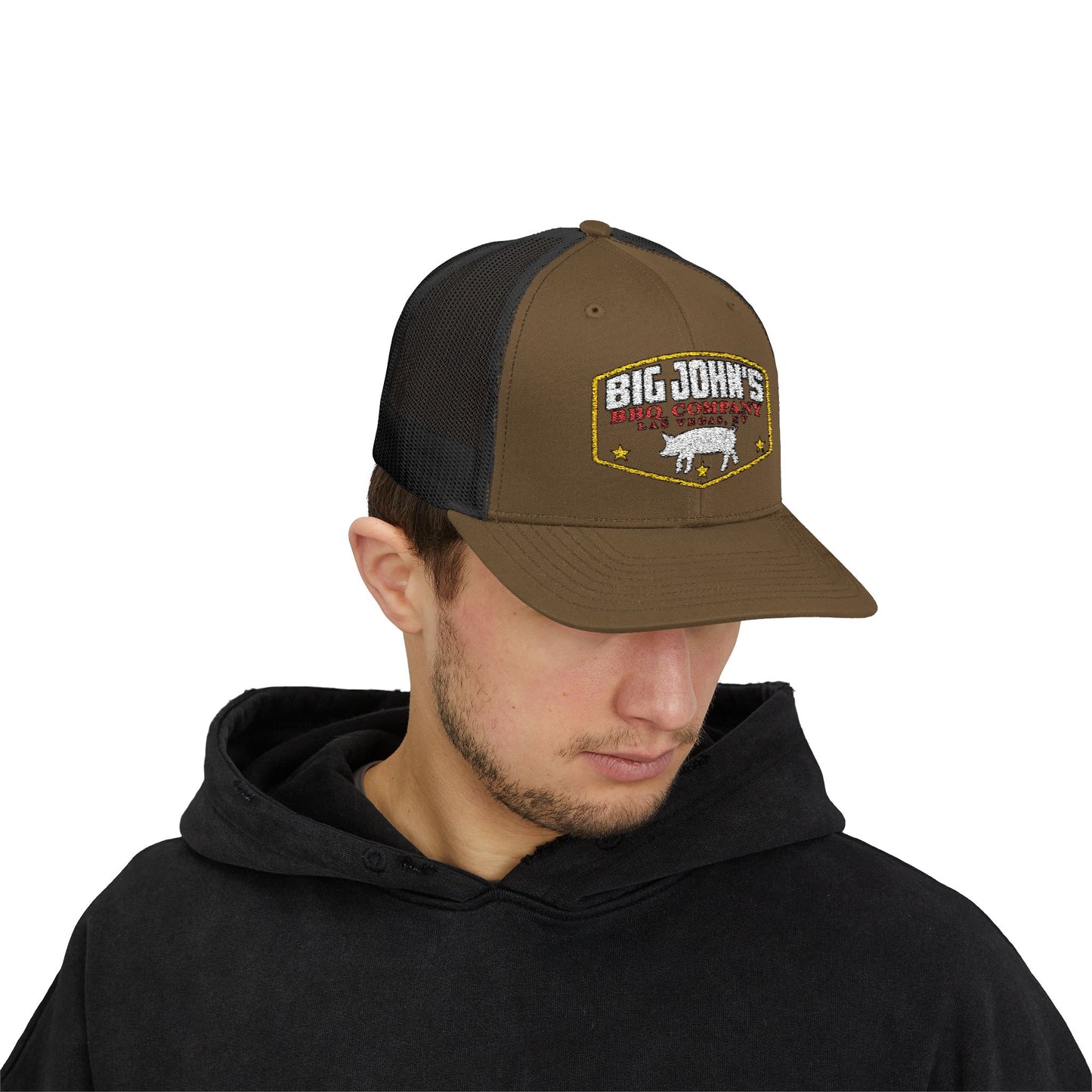 Big John's BBQ Company Trucker Cap — Pig Patch Logo Snapback