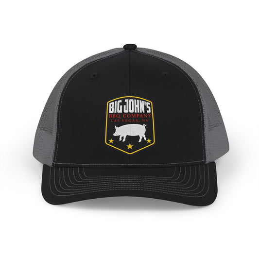 Big John's BBQ Company Trucker Cap - Retro Pig Logo Snapback Hat