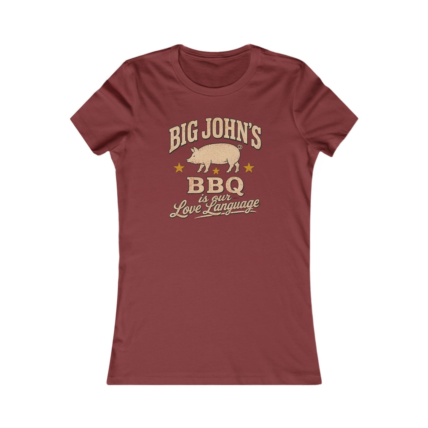 Big John's BBQ Women's Tee — "BBQ Is Our Love Language" Graphic Shirt